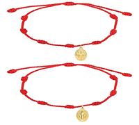 cotigo Bracciale 7 Nodi e bracciale filo rosso del Destino di corda per Sorte, Amicità, Amuleto Regolabile