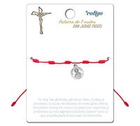 Cotigo Bracciale a 7 nodi rossi con santa o vergine in acciaio inox, con amuleti della fortuna e protezione, bracciale malocchio per coppie e amicizia, gioielli regolabili in filo rosso, Ajustable