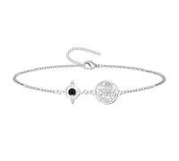 Cotigo Bracciale nodo di strega con tetragramaton e San Benedetto in acciaio inossidabile|Amuleto di protezione ed energia positiva|Regalo per donna e uomo, Mediano-largo, Acciaio inossidabile