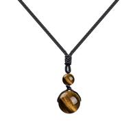 cotigo - Ciondolo in pietra naturale da 14 mm, ciondolo con corda intrecciata, collana in corda donna, uomo, portafortuna e protezione, contro il malocchio, regalo originale., Mediano-largo, Acciaio