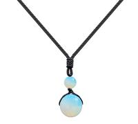 cotigo - Ciondolo in pietra naturale da 14 mm, ciondolo con corda intrecciata, collana in corda donna, uomo, portafortuna e protezione, contro il malocchio, regalo originale., Mediano-largo, Acciaio