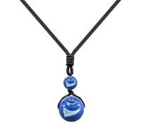 cotigo - Ciondolo in pietra naturale da 14 mm, ciondolo con corda intrecciata, collana in corda donna, uomo, portafortuna e protezione, contro il malocchio, regalo originale., Mediano-largo, Acciaio