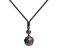 cotigo - Ciondolo in pietra naturale da 14 mm, ciondolo con corda intrecciata, collana in corda donna, uomo, portafortuna e protezione, contro il malocchio, regalo originale., Mediano-largo, Acciaio