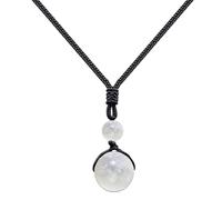 cotigo - Ciondolo in pietra naturale da 14 mm, ciondolo con corda intrecciata, collana in corda donna, uomo, portafortuna e protezione, contro il malocchio, regalo originale., Mediano-largo, Acciaio