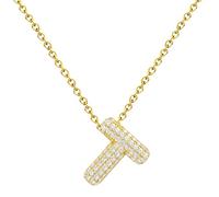cotigo - Collana con lettera con zirconi | Ciondolo iniziale da donna in acciaio inossidabile | Include scheda con significato e confezione regalo | Gioielli personalizzati|Regalo donna, mamma, amica