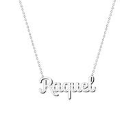 cotigo Collana con Nome in Acciaio Inossidabile - Ciondolo con Nome Personalizzato Collana in Argento o Dorate - Regali Personalizzati per Le Donne San Valentino amore (Raquel-Argentato)