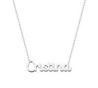 cotigo Collana con Nome in Acciaio Inossidabile - Ciondolo con Nome Personalizzato Collana in Argento o Dorate - Regali Personalizzati per Le Donne San Valentino amore (Cristina-Argentato)