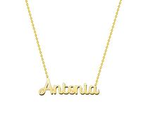 cotigo Collana con Nome in Acciaio Inossidabile - Ciondolo con Nome Personalizzato Collana in Argento o Dorate - Regali Personalizzati per Le Donne San Valentino amore (Antonia-Dorate)