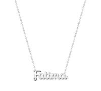 cotigo Collana con Nome in Acciaio Inossidabile - Ciondolo con Nome Personalizzato Collana in Argento o Dorate - Regali Personalizzati per Le Donne San Valentino amore (Fatima-Argentato)