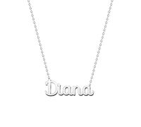 cotigo Collana con Nome in Acciaio Inossidabile - Ciondolo con Nome Personalizzato Collana in Argento o Dorate - Regali Personalizzati per Le Donne San Valentino amore (Diana-Argentato)