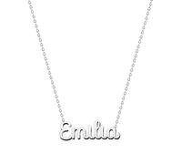 cotigo Collana con Nome in Acciaio Inossidabile - Ciondolo con Nome Personalizzato Collana in Argento o Dorate - Regali Personalizzati per Le Donne San Valentino amore (Emilia-Argentato)