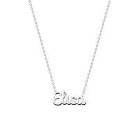 cotigo Collana con Nome in Acciaio Inossidabile - Ciondolo con Nome Personalizzato Collana in Argento o Dorate - Regali Personalizzati per Le Donne San Valentino amore (Elisa-Argentato)