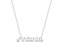 cotigo Collana con Nome in Acciaio Inossidabile - Ciondolo con Nome Personalizzato Collana in Argento o Dorate - Regali Personalizzati per Le Donne San Valentino amore (Antonia-Argentato)