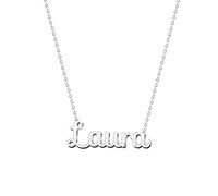 cotigo Collana con Nome in Acciaio Inossidabile - Ciondolo con Nome Personalizzato Collana in Argento o Dorate - Regali Personalizzati per Le Donne San Valentino amore (Laura-Argentato)