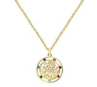 cotigo - Collana da donna Nodo di strega e tetragramaton portafortuna e protezione, doppia protezione, occhio turco, pietre chakra., Mediano-largo, Acciaio inossidabile, Nessuna pietra preziosa