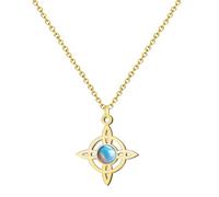 cotigo Collana donna nodo di strega con pietra naturale e acciaio inossidabile + regalo un bracciale a 7 nodi, nodo di strega doppia protezione, portafortuna regalo donna., Mediano, Acciaio