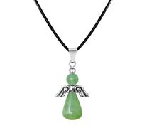 cotigo - Collana in pietra naturale e angelo custode, ciondolo angelo custode, pietra di nascita, angelo custode figura con pietra, fortuna e protezione, protezione contro il malocchio., Mediano-largo