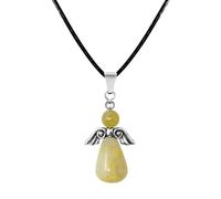 cotigo - Collana in pietra naturale e angelo custode, ciondolo angelo custode, pietra di nascita, angelo custode figura con pietra, fortuna e protezione, protezione contro il malocchio., Mediano-largo