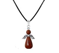 cotigo - Collana in pietra naturale e angelo custode, ciondolo angelo custode, pietra di nascita, angelo custode figura con pietra, fortuna e protezione, protezione contro il malocchio., Mediano-largo
