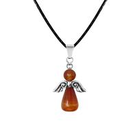 cotigo - Collana in pietra naturale e angelo custode, ciondolo angelo custode, pietra di nascita, angelo custode figura con pietra, fortuna e protezione, protezione contro il malocchio., Mediano-largo