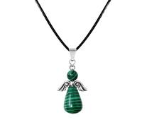 cotigo - Collana in pietra naturale e angelo custode, ciondolo angelo custode, pietra di nascita, angelo custode figura con pietra, fortuna e protezione, protezione contro il malocchio., Mediano-largo