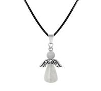 cotigo - Collana in pietra naturale e angelo custode, ciondolo angelo custode, pietra di nascita, angelo custode figura con pietra, fortuna e protezione, protezione contro il malocchio., Mediano-largo