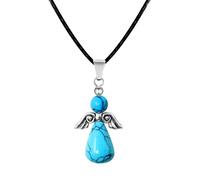 cotigo - Collana in pietra naturale e angelo custode, ciondolo angelo custode, pietra di nascita, angelo custode figura con pietra, fortuna e protezione, protezione contro il malocchio., Mediano-largo