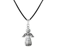 cotigo - Collana in pietra naturale e angelo custode, ciondolo angelo custode, pietra di nascita, angelo custode figura con pietra, fortuna e protezione, protezione contro il malocchio., Mediano-largo