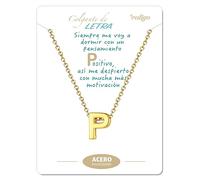 cotigo Collana iniziali in acciaio inossidabile per donna ciondolo a forma di lettera dalla A alla Z-regalo di moda per madre-compleanno-fidanzata-colori argento-dorato (P-Dorato)