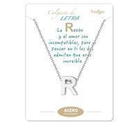cotigo Collana iniziali in acciaio inossidabile per donna ciondolo a forma di lettera dalla A alla Z -regalo di moda per madre-compleanno-fidanzata-colori argento-dorato (R-Argento)