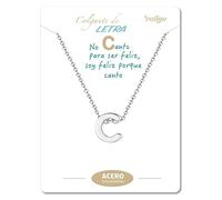 cotigo Collana iniziali in acciaio inossidabile per donna ciondolo a forma di lettera dalla A alla Z-regalo di moda per madre-compleanno-fidanzata-colori argento e dorato (C-Argento)