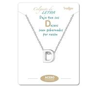 cotigo Collana iniziali in acciaio inossidabile per donna ciondolo a forma di lettera dalla A alla Z-regalo di moda per madre-compleanno-fidanzata-colori argento-dorato (D-Argento)