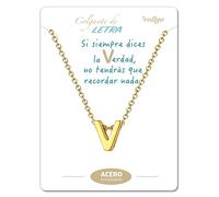 cotigo Collana iniziali in acciaio inossidabile per donna ciondolo a forma di lettera dalla A alla Z-regalo di moda per madre-compleanno-fidanzata-colori argento-dorato (V-Dorato)