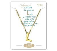 cotigo Collana iniziali in acciaio inossidabile per donna ciondolo a forma di lettera dalla A alla Z-regalo di moda per madre-compleanno-fidanzata-colori argento-dorato (L-Dorato)
