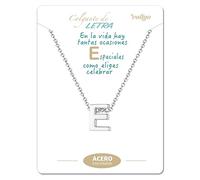 cotigo Collana iniziali in acciaio inossidabile per donna ciondolo a forma di lettera dalla A alla Z-regalo di moda per madre-compleanno-fidanzata-colori argento-dorato (E-Argento)