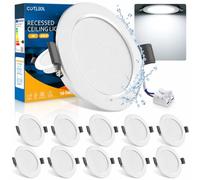 COTLEDL Faretti LED da Incasso, Luce Fredda 6000 K, 5 W 450 lm, Set da 10 | Foro Ø68-80 mm, Ultrasottili 25 mm, IP44, Non Dimmerabili, Faretti da Soffitto in Cartongesso per Bagno, Cucina e Soggiorno