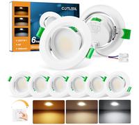COTLEDL Faretti LED da Incasso Per Cartongesso Dimmerabili, 5W 450LM Faretti LED Soffitto 3000K/4000K/6000K, Foro Ø68-80mm, IP44 Faretto da Incasso Orientabili per Bagno Soggiorno Cucina, Set da 6