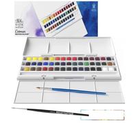 Cotman Winsor & Newton - Acquerello 45 Mezza secchiello e 2 pennelli e 1 carta