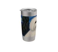 Coton de Tulear Cane Van Gogh Notte Stellata Bicchiere termico in acciaio inox doppia parete