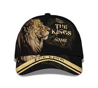Cotone Berretto Cappellino con Citazione Personalizzabile con Stampa di The King Back Guys Boys con Leone Selvaggio Hip Hop Cappello Traspirante Cappello da Baseball per unità, Ragazze, Ragazzi