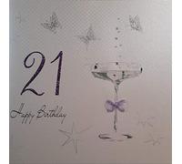 Cotone Bianco Carte Erinnerungsalbum per 21 ° Compleanno, Grande Mano,