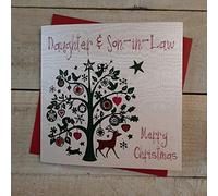 Cotone Bianco Carte Figlio e la Figlia Album Fotografico-in-Law (Merry Christmas Card Fatto a Mano a Forma di Albero di Natale
