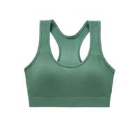Cotone Colorato Gathering Non Ring Sport Back Yoga Bra Large Breasts Show Small Bra Running Fitness Shockproof Tank Top Underwear Leggings Rotondo, verde, Taglia Unica