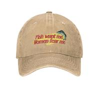 Cotone Comfort Pesce Want Me Donne Fear Me Berretto da Baseball Vintage Distressed Lavato Copricapo per Uomo Donna attività All'aperto Regalo Caps Cappello Regalo