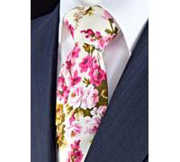 Cotone Cravatta Rosa 6.5CM Slim Skinny Uomo Testimoni Dello Sposo Floreale 07