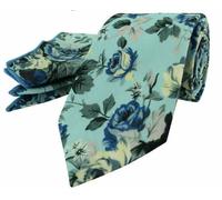 Cotone Floreale Rosa Cravatta Blu Rosso Verde Fazzoletto da Taschino Set Regalo