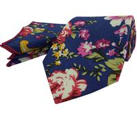Cotone Floreale Rosa Cravatta Blu Rosso Verde Fazzoletto da Taschino Set Regalo