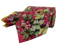 Cotone Floreale Rosa Cravatta Blu Rosso Verde Fazzoletto da Taschino Set Regalo