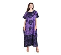 Cotone Kaftan Abito Maxi Lungo Tunica Batik Taglia unica - Viola - Taglia Unica