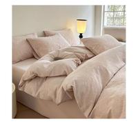 Cotone Lavato Set Biancheria 4pz Copricoperta Foglio ad Elástico Copricuscini，Morbidezza Estrema Confort Max Tutte Le Stagioni(Roze,King)